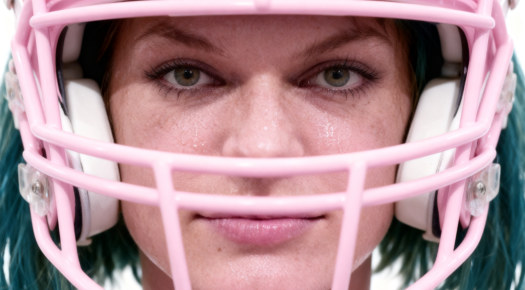 Helga Norse Wearing Pink Football Helmet