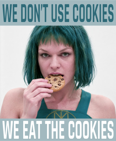 Helga Norse eating a chocolate chip cookie